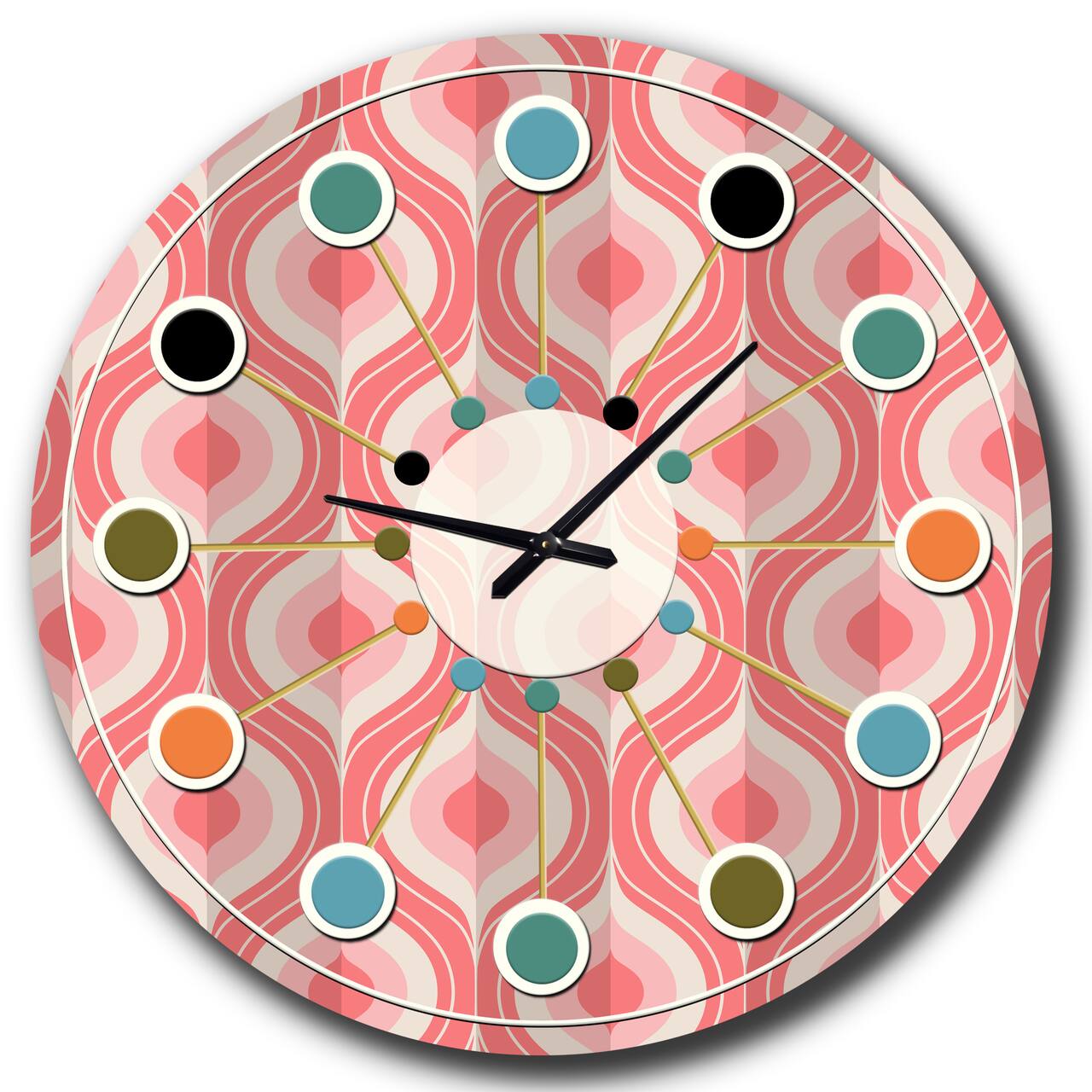 Designart 'Retro Drop Design I Mid-Century Modern Wall Clock